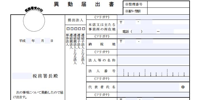 平成29年度税制改正大綱│納税地の異動届出書の提出先